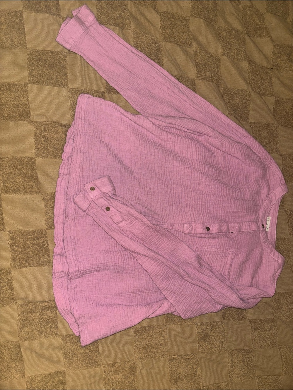 Wonderly Dusty purple Textured Button-Neck Blouse